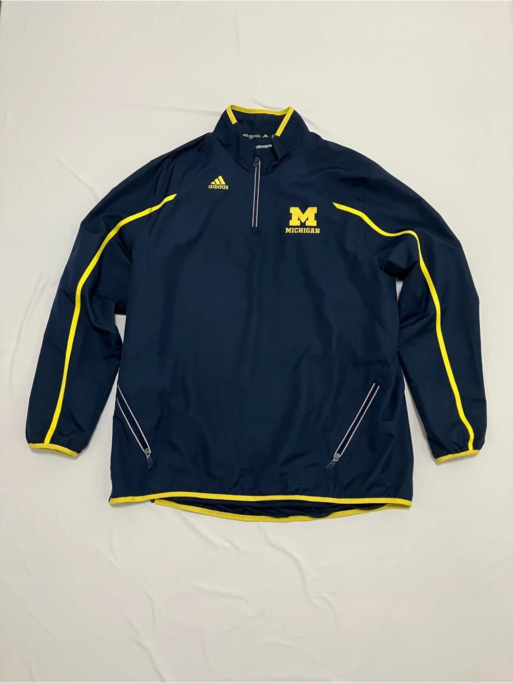 Adidas Michigan Wolverines Climaproof Quarter Zip Pullover Mens XL Navy Blue